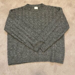 Womens Gray Cable Knit Sweater